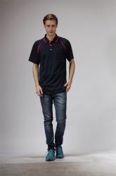 吸濕排汗短袖POLO衫(丈青/紅色)